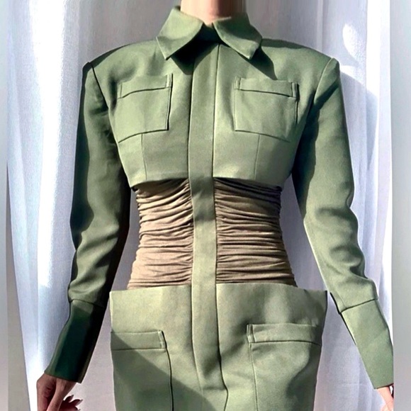 Army Cape Designer Mini Dress. - Picture 9 of 17